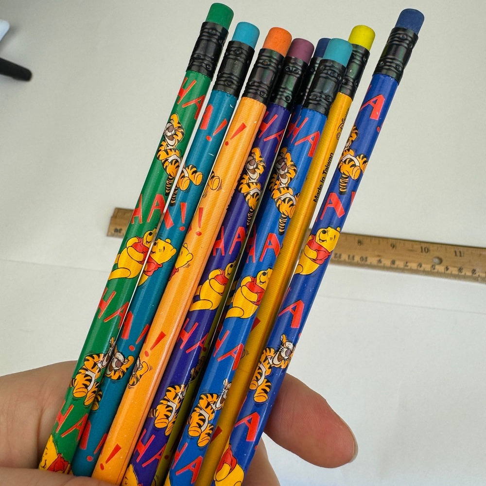 Vtg 90s Disney Winnie Pooh Bear Tigger 10 Lead Pencils Unused Laughing Ha!